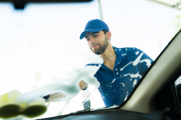 istock Male employee seen from the car window 1318720453