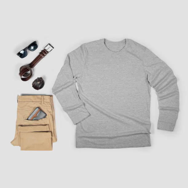 Men's Gray long sleeve t shirt mockup