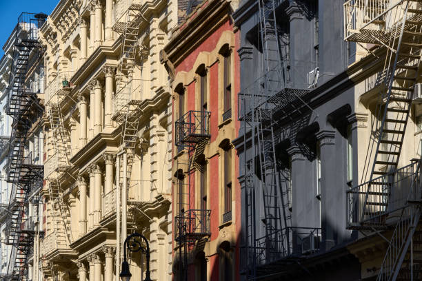 istock Facades in SoHo, the Cast Iron Historic District with distinct late 19th century architecture. Lower Manhattan, New York City 1318723918