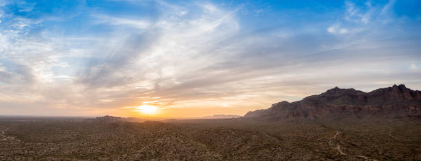 Sunset in the desert east of Phoenix Arizona stock photo