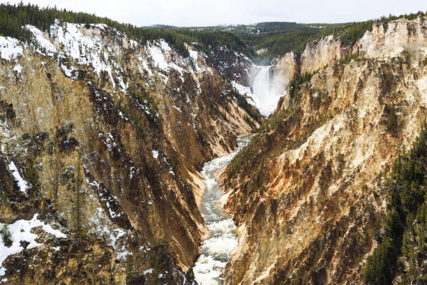 grande cânion nevado de yellowstone - idaho waterfall natural landmark extreme terrain - fotografias e filmes do acervo