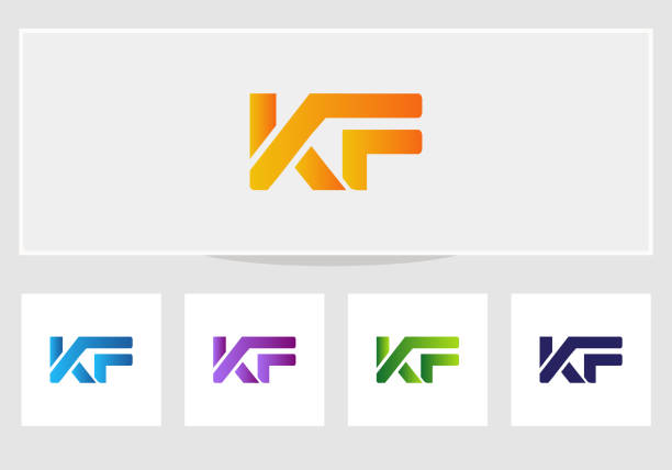 ilustraciones, imágenes clip art, dibujos animados e iconos de stock de diseño creativo del logotipo de kf, logotipo de la letra kf con moda moderna. vector de logotipo moderno kf - abstract circle multi colored growth