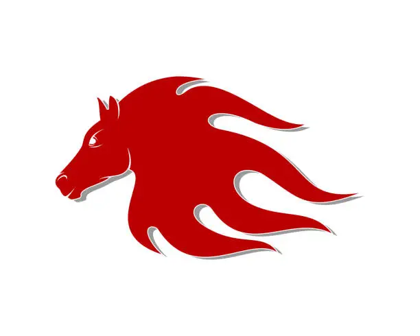 Vector illustration of Horse with fire flame hair