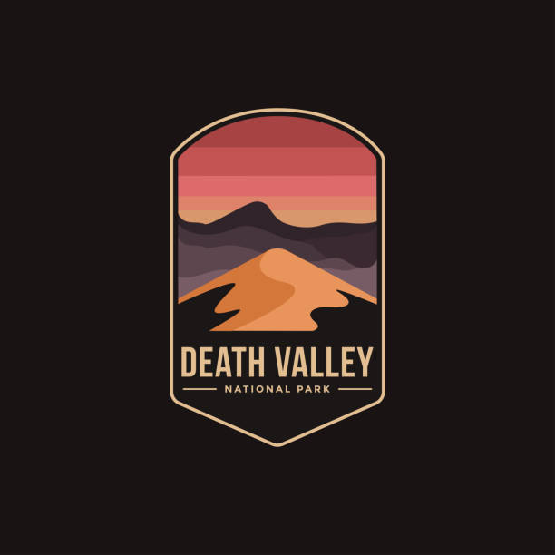 暗い背景にデスバレー国立公園のエンブレムパッチベクトルイラスト - death valley national park点のイラスト素材／クリップアート素材／マンガ素材／アイコン素材