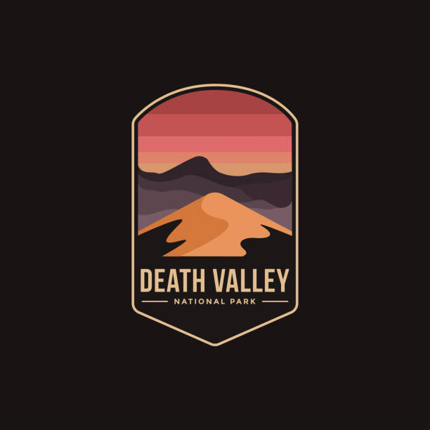 Emblem patch vector illustration of Death Valley National Park on dark background Emblem patch vector illustration of Death Valley National Park on dark background mojave desert stock illustrations