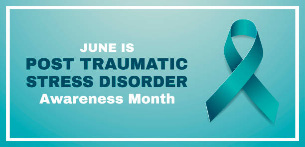 istock Post-Traumatic Stress Disorder Awareness Month concept. PTSD banner template teal ribbon. Vector illustration. 1318750003