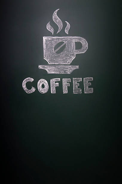 ilustraciones, imágenes clip art, dibujos animados e iconos de stock de café en pizarra - black background backgrounds textured textured effect