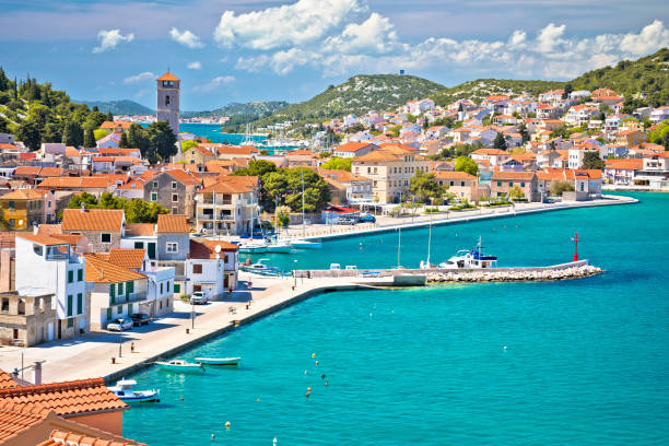 istock Coastal town of Tisno waterfront view 1318761154