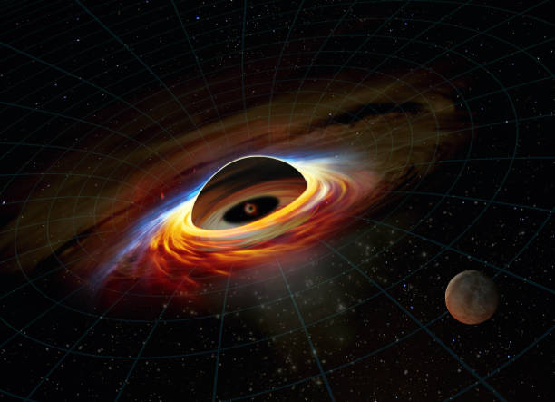 istock Alien planet orbits a black hole in a distant galaxy. Elements of this image furnished by NASA. 1318761236