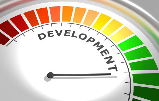 istock Development level meter. Economy and financial concept. 3D illustration 1318761393