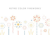 A set of simple line fireworks icons.