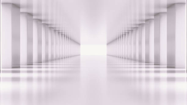 istock Perspective view of White empty Modern Architecture room. 1318773515
