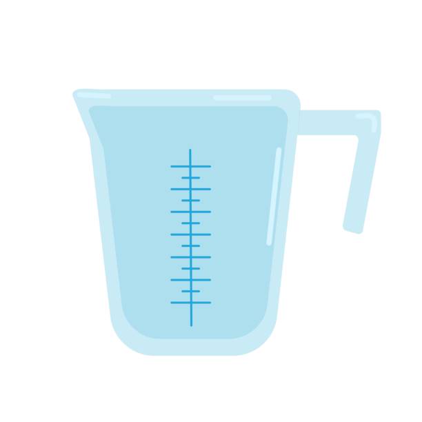ilustrações de stock, clip art, desenhos animados e ícones de plastic measuring cup for kitchen, vector clipart in cartoon style on a white background, isolate - measuring cup
