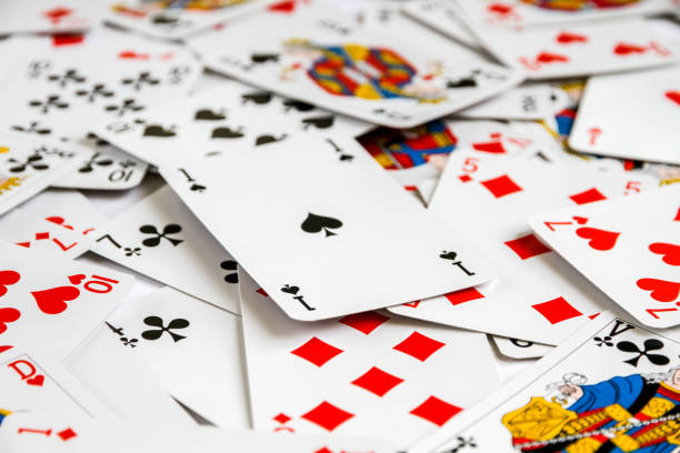 istock Classic playing card game laid out on a table 1318778435