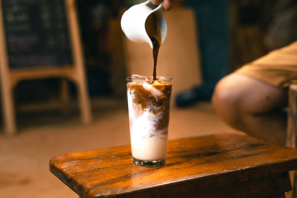istock Iced coffee and milk in a glass 1318780218