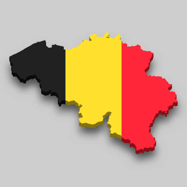 istock 3d isometric Map of Belgium with national flag. 1318780633