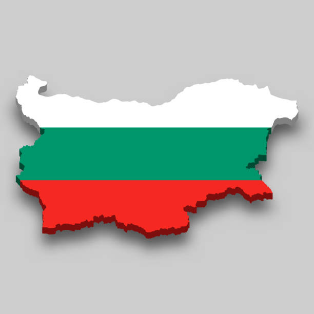 istock 3d isometric Map of Bulgaria with national flag. 1318780666