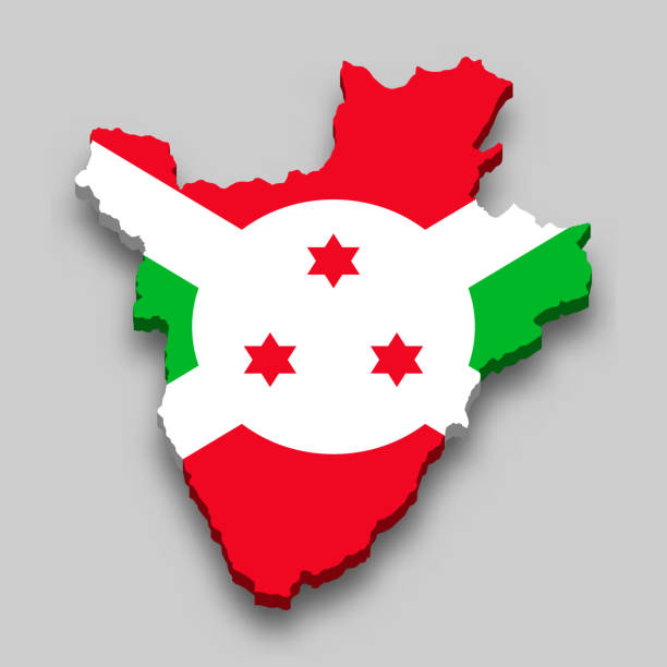 istock 3d isometric Map of Burundi with national flag. 1318780676
