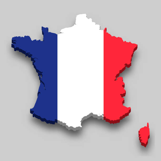 istock 3d isometric Map of France with national flag. 1318781769