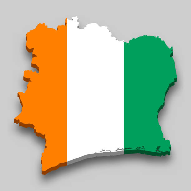 istock 3d isometric Map of Ivory Coast with national flag. 1318781859