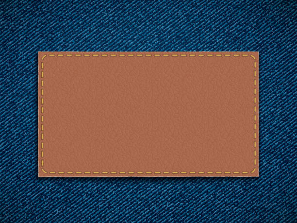 ilustrações, clipart, desenhos animados e ícones de etiqueta de couro em jeans. modelo em branco para espaço de cópia. - leather textured backgrounds textile