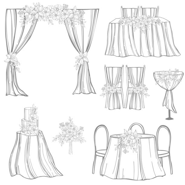 ilustrações, clipart, desenhos animados e ícones de casamento. ilustração vetorial. - wedding reception illustrations