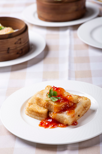 Traditional Guangdong food, fried carrot cake