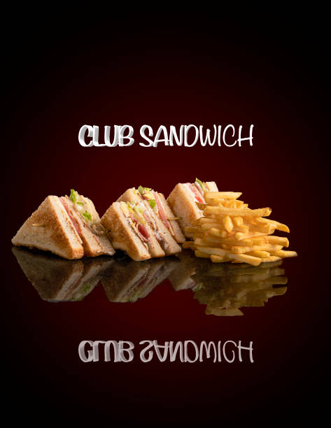 a club sandwich with french fries - club sandwich sandwich french fries turkey imagens e fotografias de stock