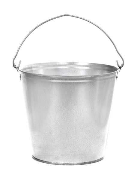 Aluminium bucket Aluminium bucket isolated over white background bucket stock pictures, royalty-free photos & images