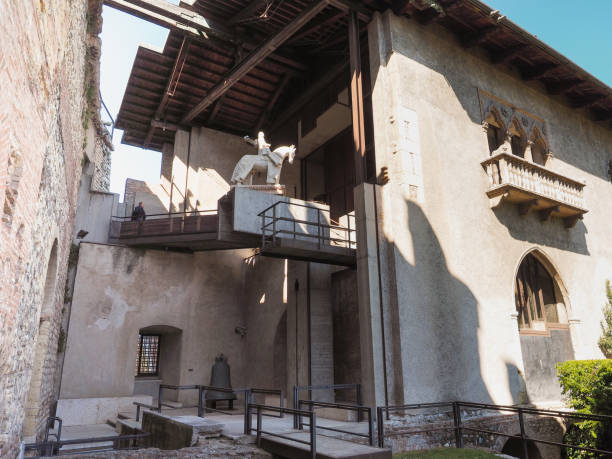 Verona, Italy - Circa March 2019: Castelvecchio museum designed by architect Carlo Scarpa in Castelvecchio castle