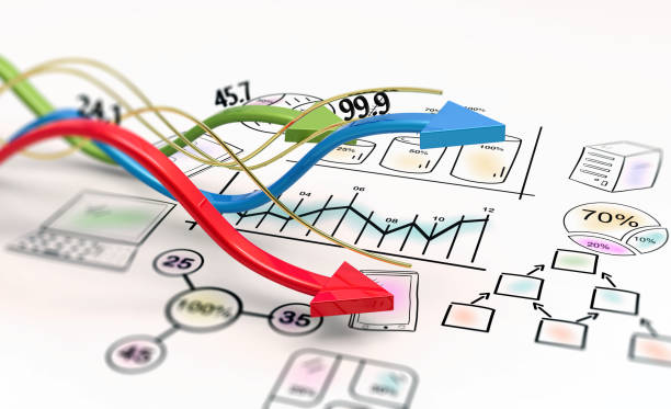 istock Rising and falling economic indicators in uncertain financial market 1318789143