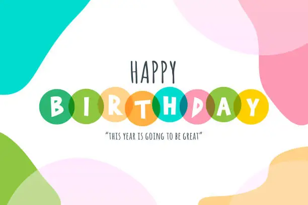 Vector illustration of Happy Birthday lettering stock illustration with abstract backround