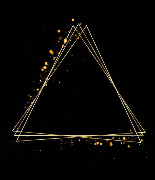 istock golden triangles on a black background with the possibility of overlaying. 1318797875