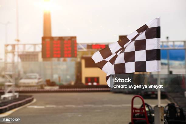 The Finish Line And Checkered Flag Racing Finish The Race Stock Photo - Download Image Now