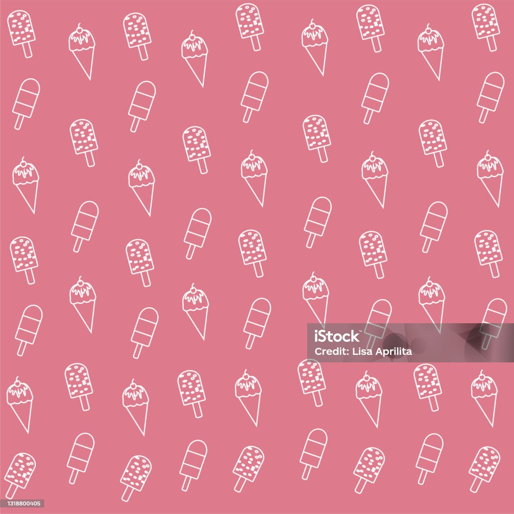 Pink Ice Pattern Ice Cream Pattern Pink Background Vector Stock Illustration - Download ...
