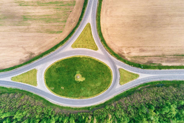 istock Aerial view of circle crossroad 1318802948