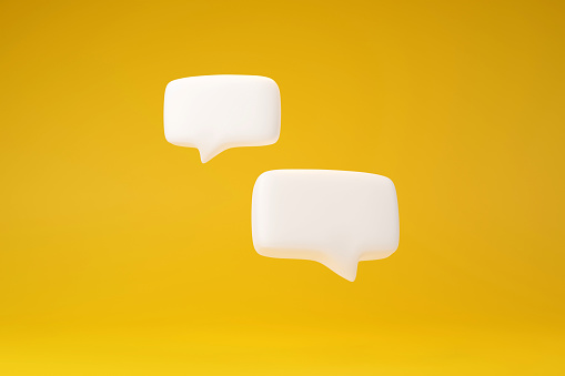 Speech Bubble in Pastel Colors. 3D render.