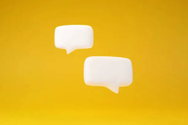 Photo of Double Text Box Conversation Speech On Yellow Background