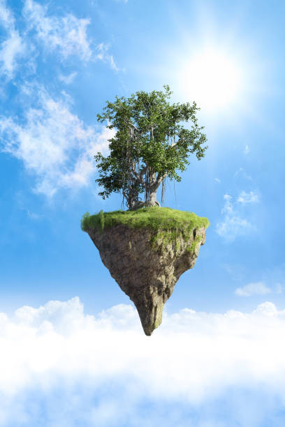 istock Fantasy floating island with natural tree, floating island in environmental concept 1318804659