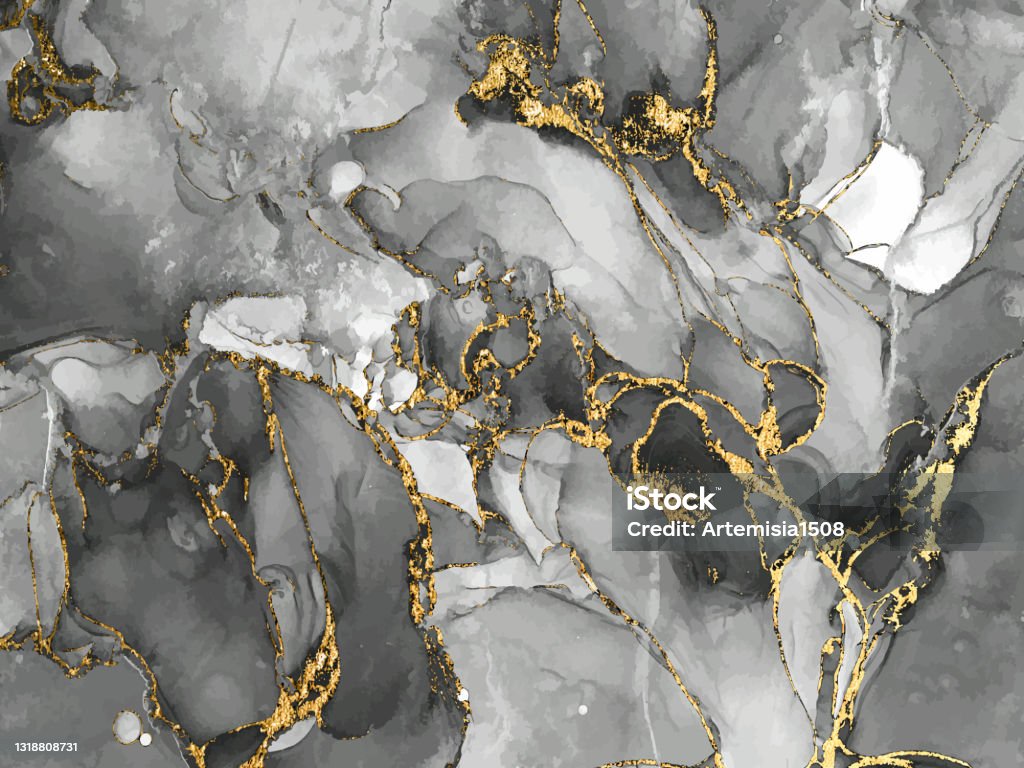 Black And White Watercolor Background With Gold Glitter Water Color Alcohol  Ink Splash Liquid Flow Texture Paint Luxury Abstract Digital Paper Fine Art  Pattern Wallpaper Vector Stock Illustration - Download Image Now -