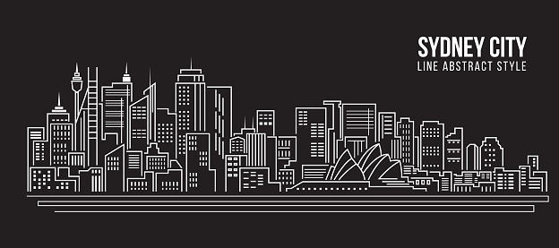 Cityscape Building Line art Vector Illustration design - Sydney city