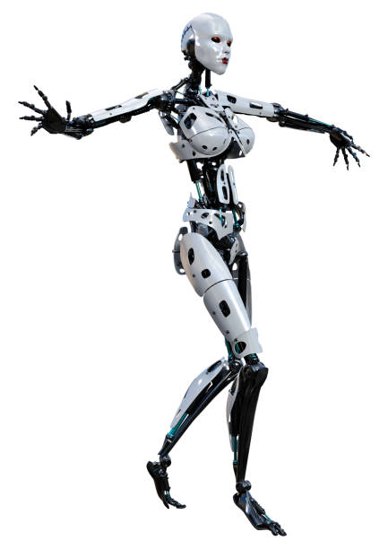 istock 3D illustration female robot on white 1318810211