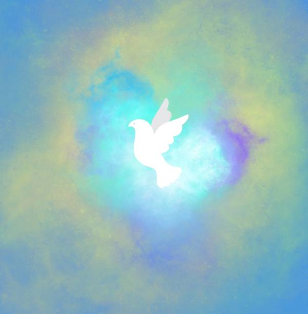 ilustrações de stock, clip art, desenhos animados e ícones de white dove. purity. freedom. radiant cross. spirituality. faith. hope. love. - cross church white heaven