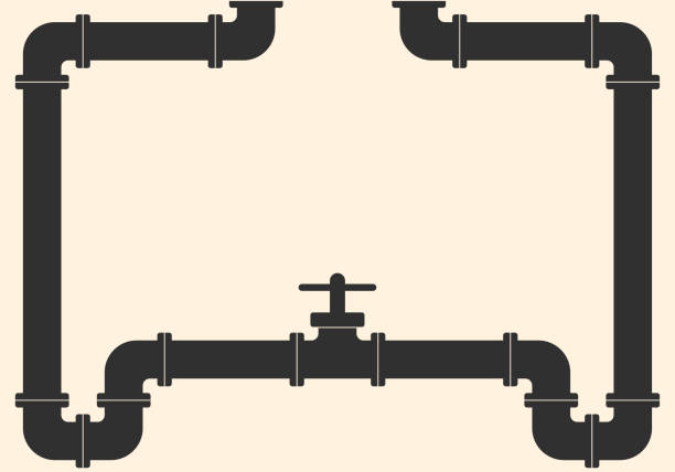 Pipeline background. Gas, oil, plumbing or water pipe with valve and tap. Vector illustration.