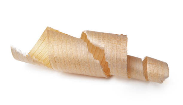 istock Wood shavings isolated on white background 1318814662