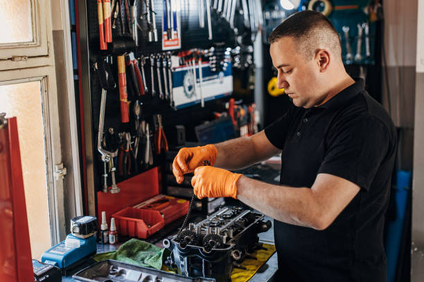 istock Male mechanic in his workshop 1318818126