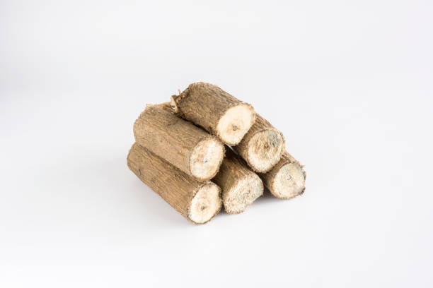 istock Pile wood logs on white background 1318819580