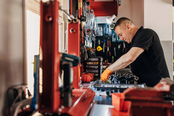 istock Busy mechanic in his workshop 1318821192
