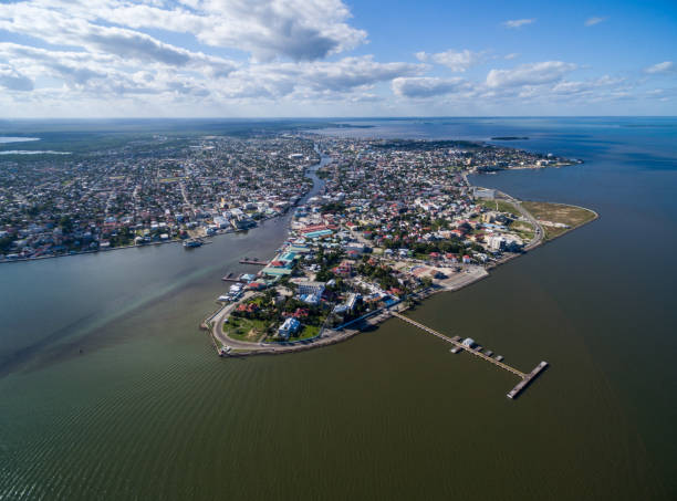istock Belize Cityscape with Lighthouse and Caribbean Sea 1318821217