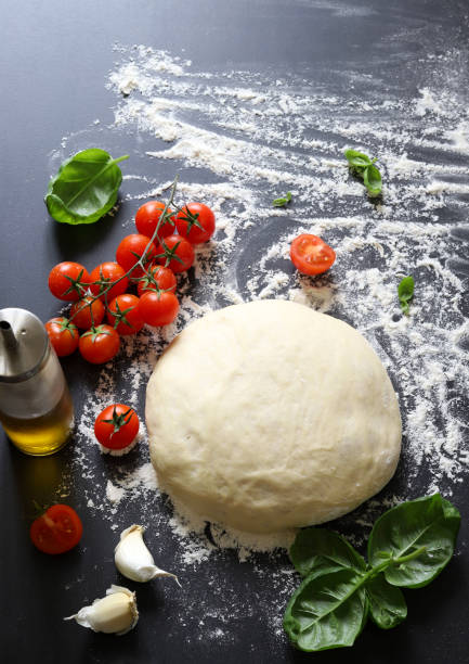 Homemade pizza dough. stock photo
